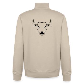 Illustration de bœuf - Sweat zippé unisexe en coton bio Stanley/Stella - beige crème - Dos - AI Model Male 185 dark (185cm)