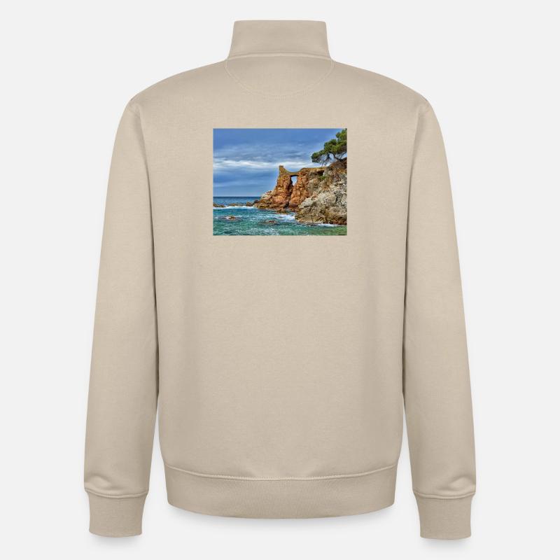 Sea Arch an der Klippenseite - Unisex Organic Zip Sweatshirt von Stanley/Stella - Cremebeige