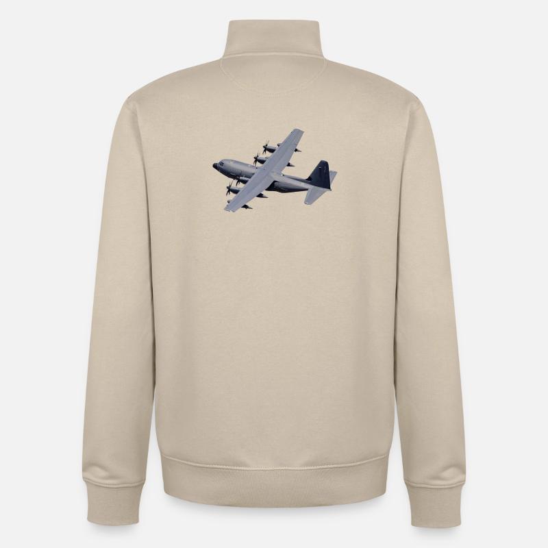 C-130 Grau Silhouette - Unisex Organic Zip Sweatshirt von Stanley/Stella - Cremebeige