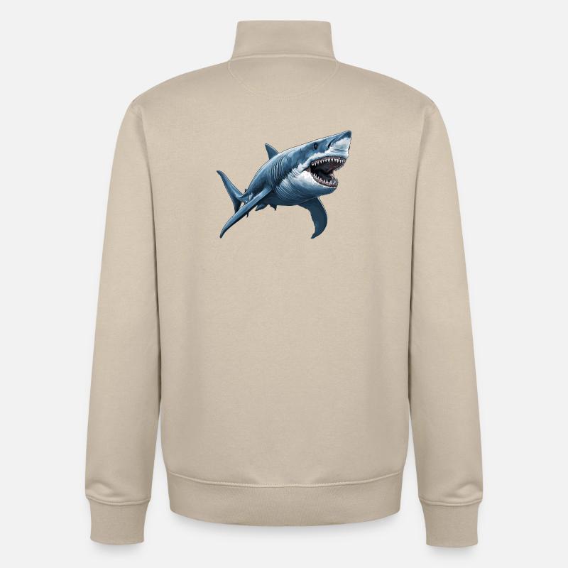 Requins Requin - Sweat zippé unisexe en coton bio Stanley/Stella - beige crème