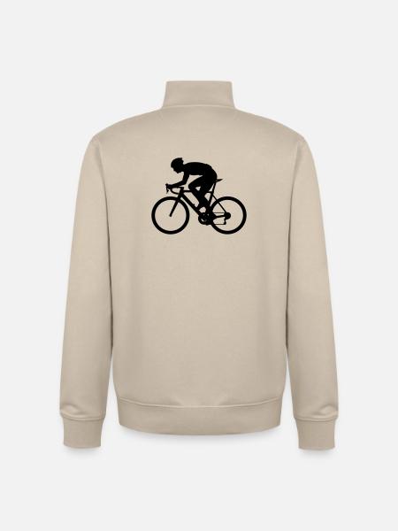 Vélo de route Cyclisme en silhouette - Sweat zippé unisexe en coton bio Stanley/Stella - beige crème