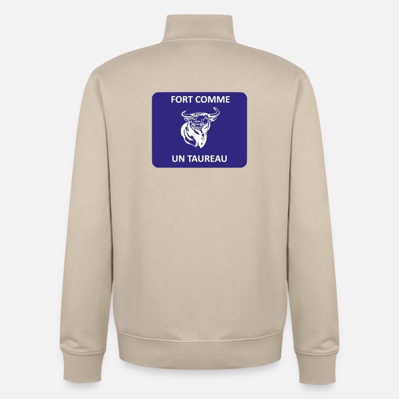 Fort comme un taureau - Sweat zippé unisexe en coton bio Stanley/Stella - beige crème