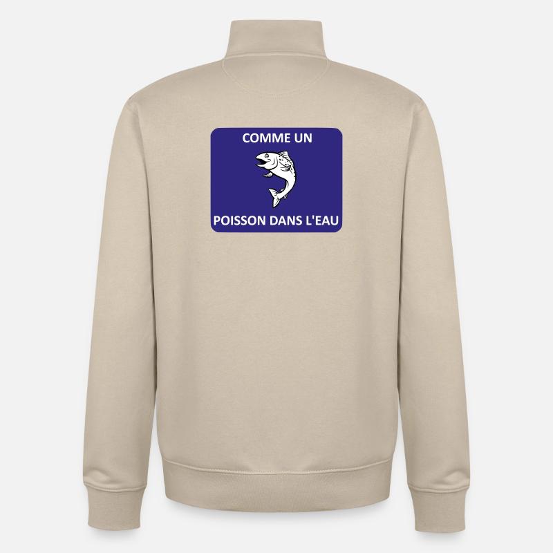 Comme un poisson dans l'eau - Sweat zippé unisexe en coton bio Stanley/Stella - beige crème