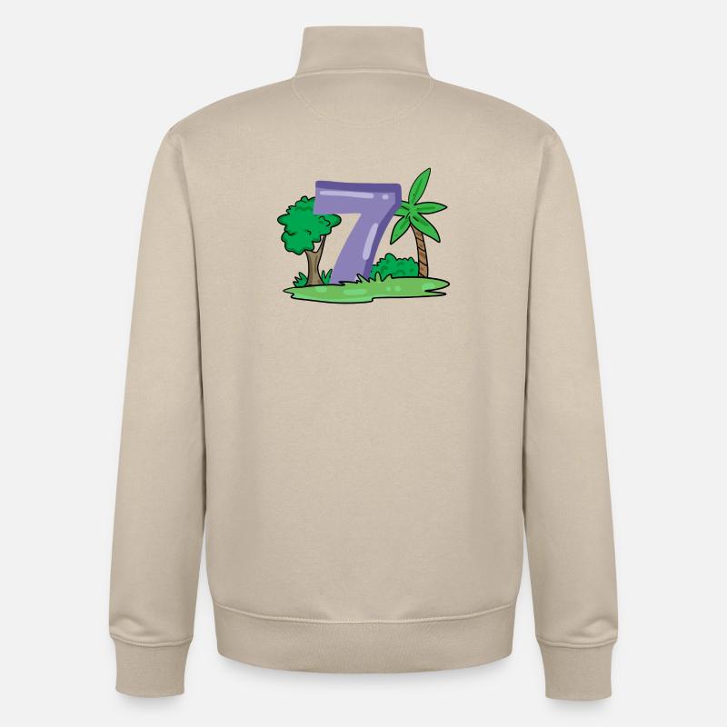 7 Numéro Numéro Motif Sept - Sweat zippé unisexe en coton bio Stanley/Stella - beige crème