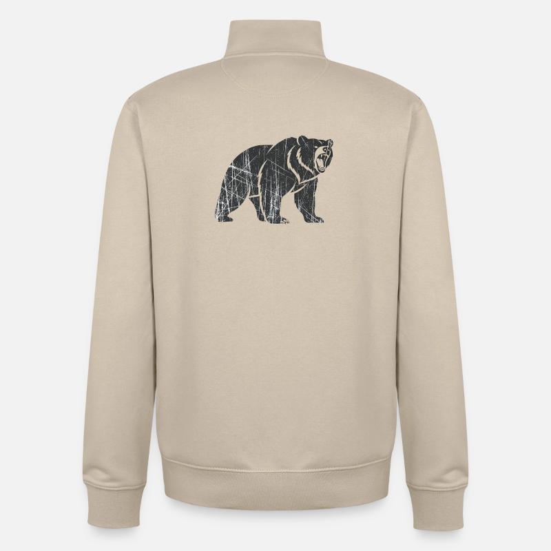 Abstract bear with line patterns - Unisex Organic Zip Sweatshirt by Stanley/Stella - desert dust