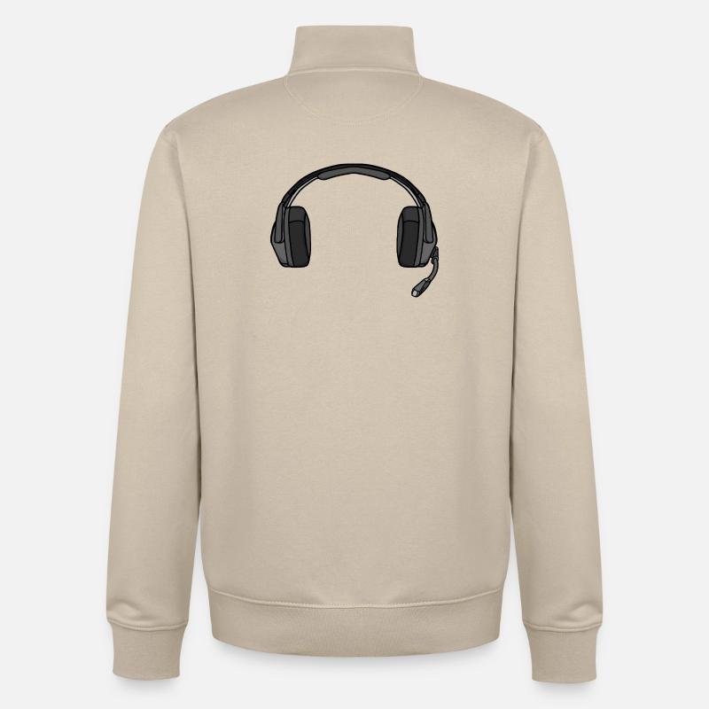 Casque avec micro - Sweat zippé unisexe en coton bio Stanley/Stella - beige crème