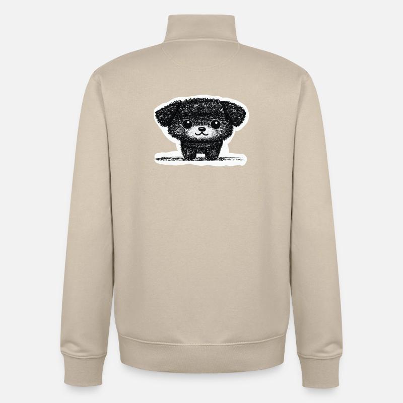 Winziges Hündchen (Grau) - Unisex Organic Zip Sweatshirt von Stanley/Stella - Cremebeige