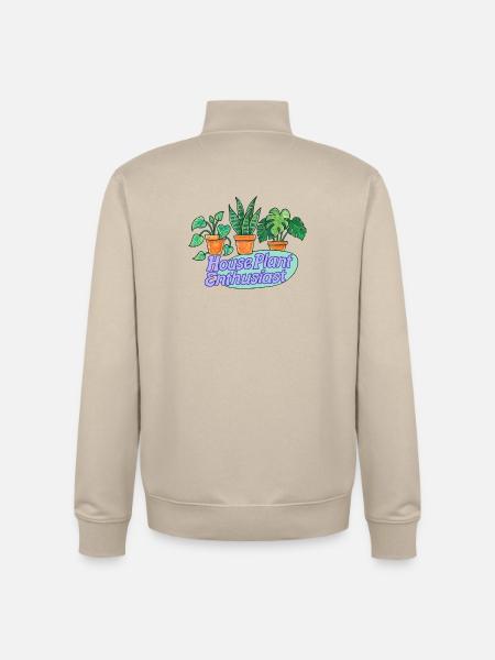 House Plant Enthusiast Cartoon Theme - Unisex Organic Zip Sweatshirt by Stanley/Stella - desert dust