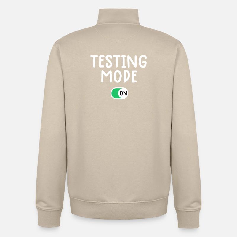 Testing Mode On Graphic Tee - Unisex Organic Zip Sweatshirt by Stanley/Stella - desert dust
