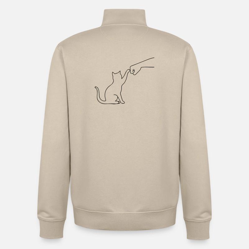 Patte de chat drôle - Sweat zippé unisexe en coton bio Stanley/Stella - beige crème