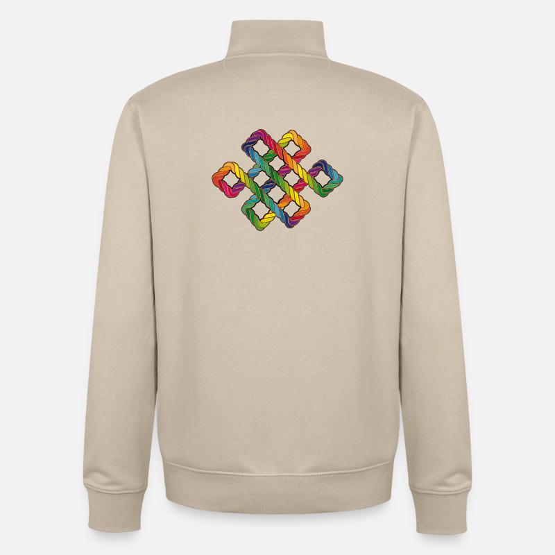 Buddhistischer Endlosknoten Regenbogen - Unisex Organic Zip Sweatshirt von Stanley/Stella - Cremebeige