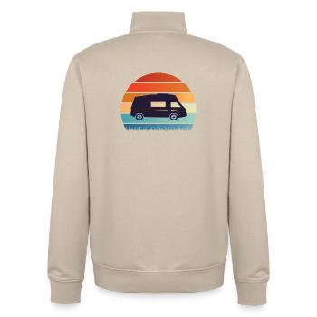 Silhouette du coucher de soleil du campeur - Sweat zippé unisexe en coton bio Stanley/Stella - beige crème - Dos - AI Model Male 185 dark (185cm)