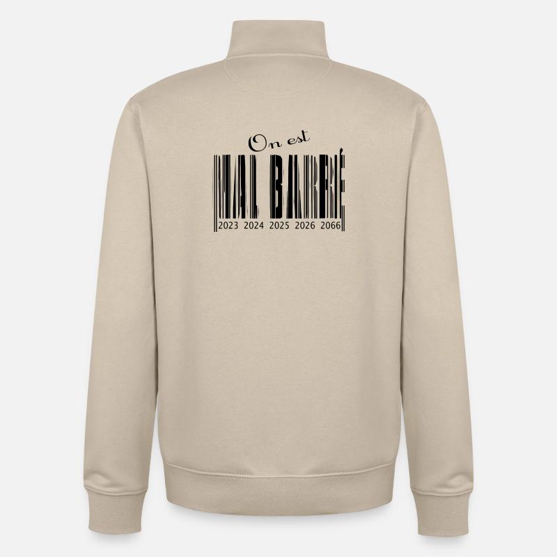 Schlecht durchgestrichener Barcode - Unisex Organic Zip Sweatshirt von Stanley/Stella - Cremebeige