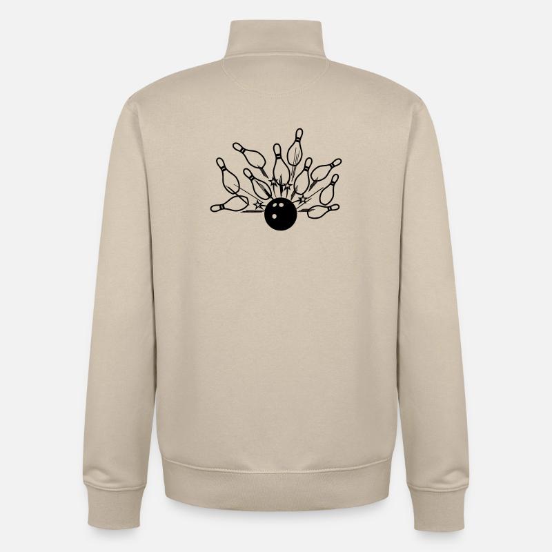 Frappe de bowling - Sweat zippé unisexe en coton bio Stanley/Stella - beige crème