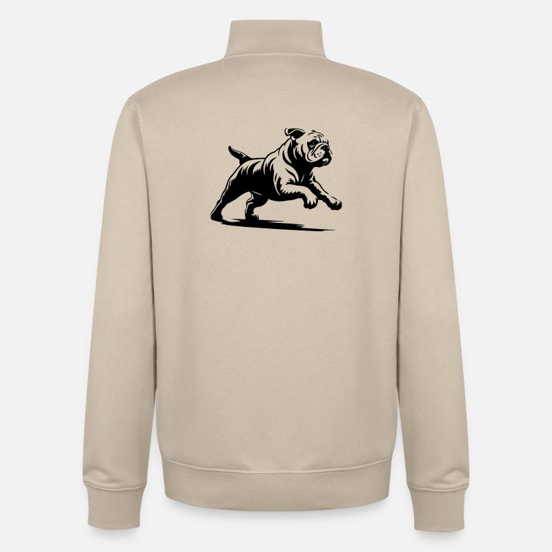Bouledogue anglais - Sweat zippé unisexe en coton bio Stanley/Stella - beige crème