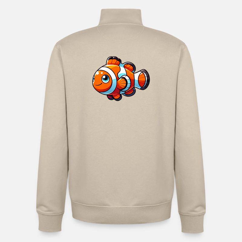 Poisson-clown - Sweat zippé unisexe en coton bio Stanley/Stella - beige crème