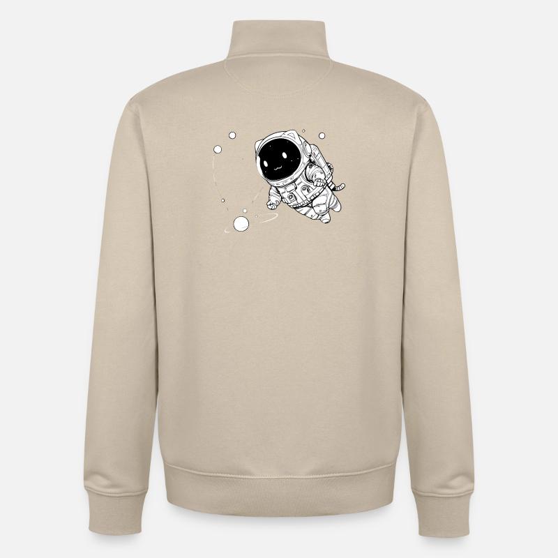 Funny Galactic Cat Floating in Space - Unisex Organic Zip Sweatshirt by Stanley/Stella - desert dust