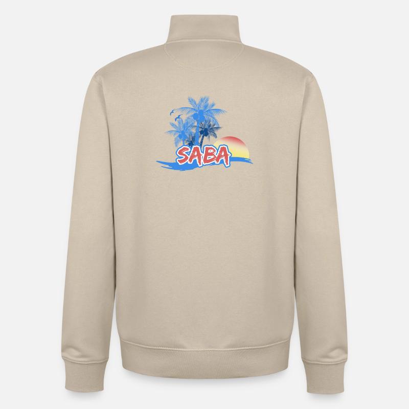 Saba comme plage - Sweat zippé unisexe en coton bio Stanley/Stella - beige crème