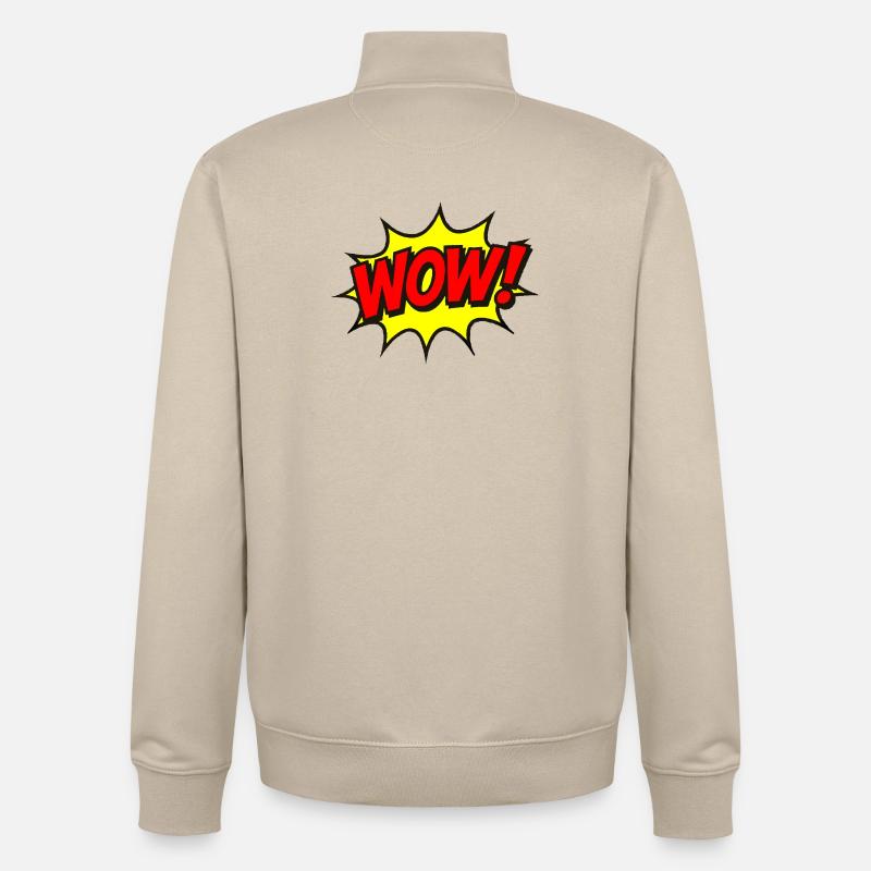 Wow Explosion Pop Art - Sweat zippé unisexe en coton bio Stanley/Stella - beige crème