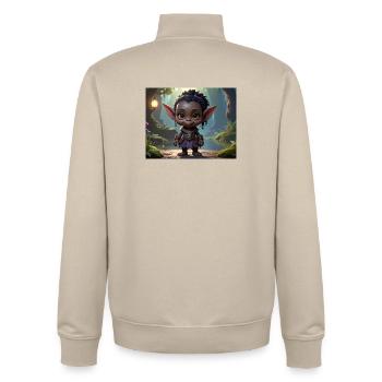 Forest Goblin in Duskwood - Unisex Organic Zip Sweatshirt by Stanley/Stella - desert dust - Back - AI Model Male 185 dark (185cm)