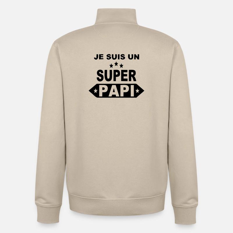 Je suis un super papi - Sweat zippé unisexe en coton bio Stanley/Stella - beige crème