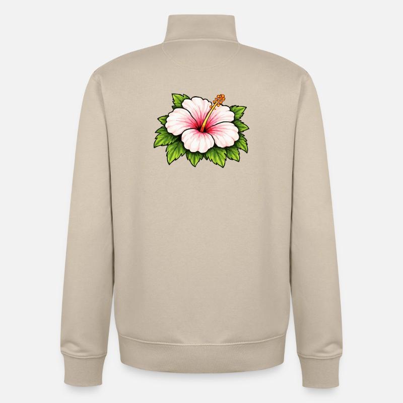Floraison tropicale de l’hibiscus - Sweat zippé unisexe en coton bio Stanley/Stella - beige crème