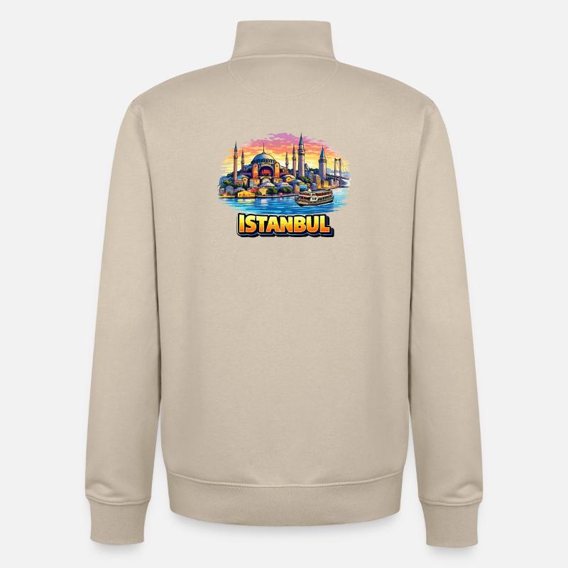 Silhouette d’Istanbul sur le Bosphore - Sweat zippé unisexe en coton bio Stanley/Stella - beige crème