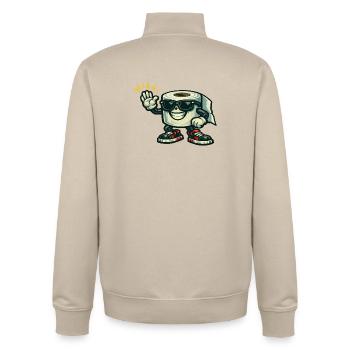 Héros hip-hop en papier toilette avec une basket - Sweat zippé unisexe en coton bio Stanley/Stella - beige crème - Dos - AI Model Male 185 dark (185cm)