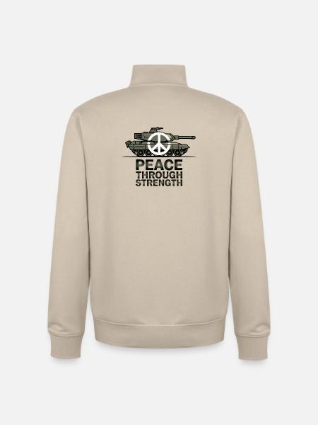 Peace Over Tanks Emblem - Unisex Organic Zip Sweatshirt by Stanley/Stella - desert dust
