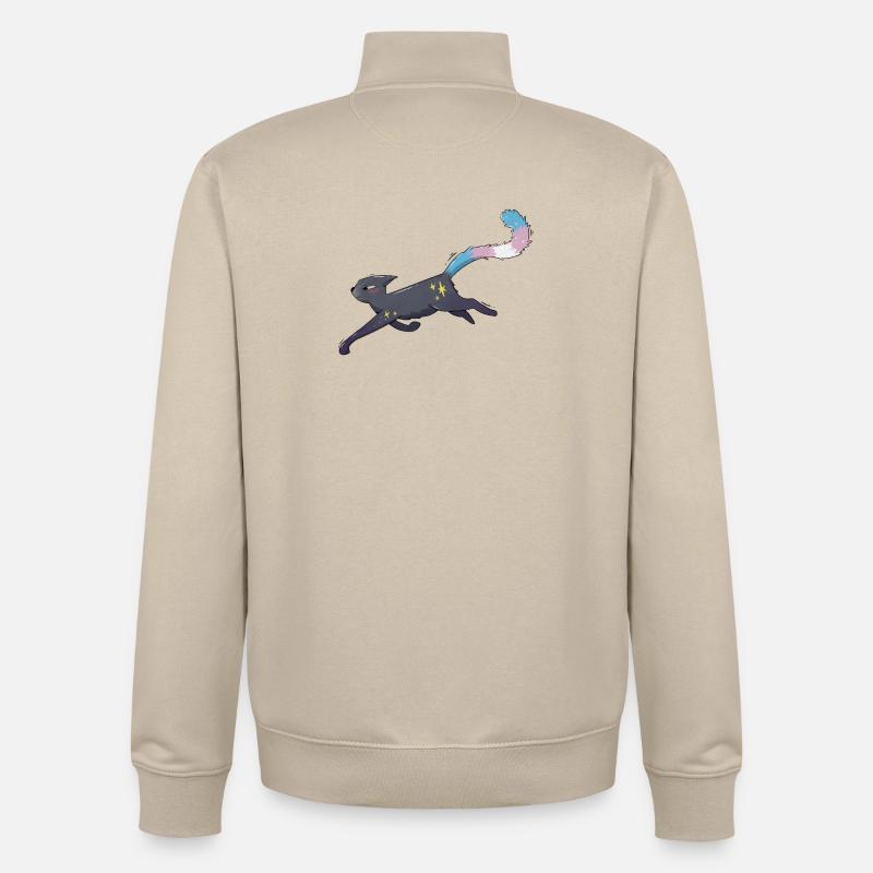 Cute cat trans pride - Unisex Organic Zip Sweatshirt by Stanley/Stella - desert dust