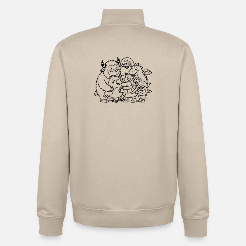 Monster niedlich - Unisex Organic Zip Sweatshirt von Stanley/Stella - Cremebeige