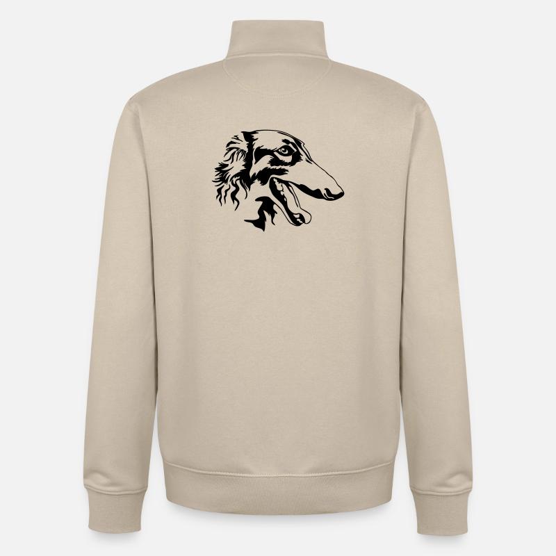 Barsoi Kopf - Unisex Organic Zip Sweatshirt von Stanley/Stella - Cremebeige