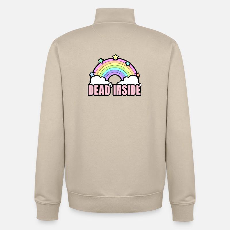 Dead Inside Rainbow - Sweat zippé unisexe en coton bio Stanley/Stella - beige crème