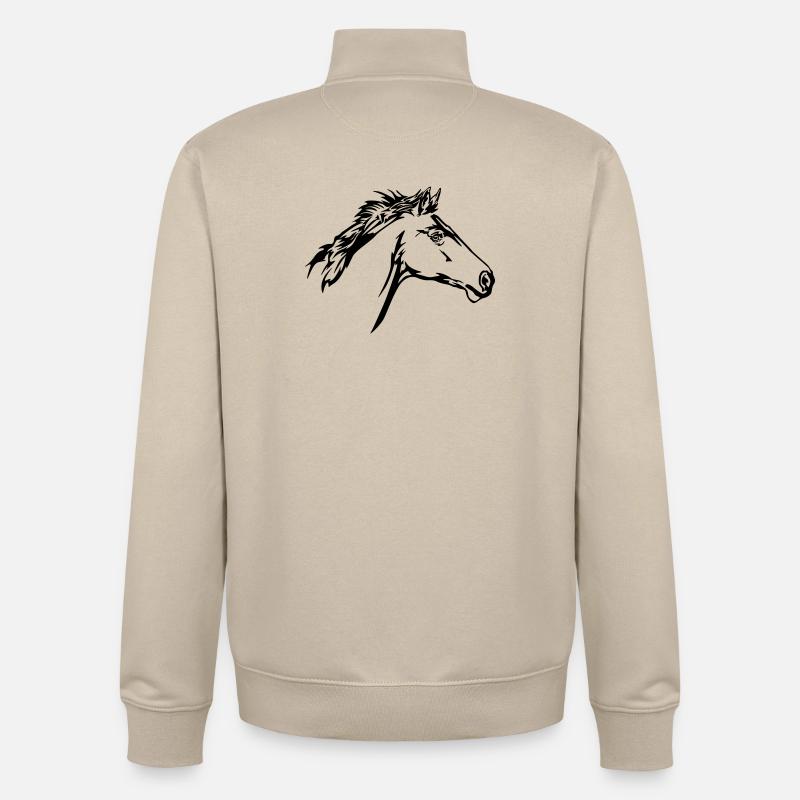 Tête de cheval en course - Sweat zippé unisexe en coton bio Stanley/Stella - beige crème