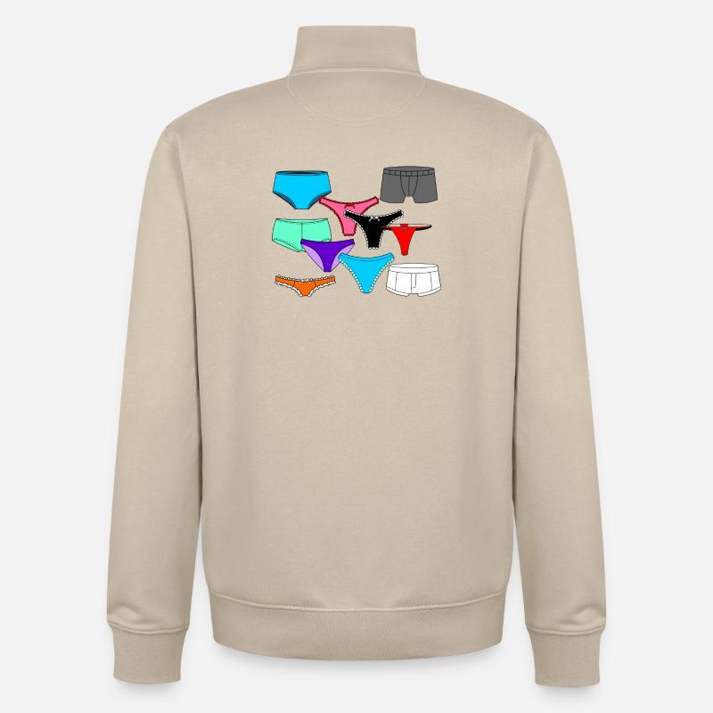 Dessous-Logo mit Slip und Unterhose - Unisex Organic Zip Sweatshirt von Stanley/Stella - Cremebeige