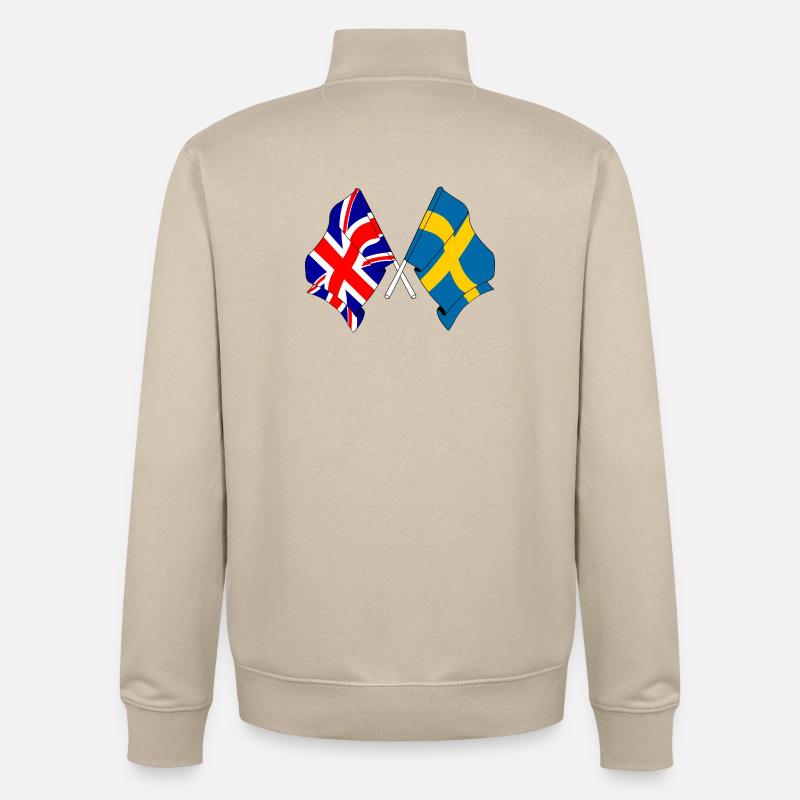 DrapeauAngleterre, drapeau Suède - Sweat zippé unisexe en coton bio Stanley/Stella - beige crème