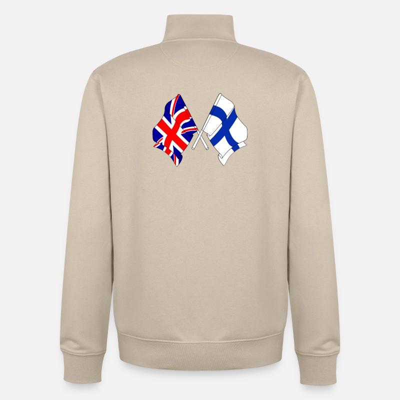 Drapeau Angleterre, drapeau Finlande - Sweat zippé unisexe en coton bio Stanley/Stella - beige crème