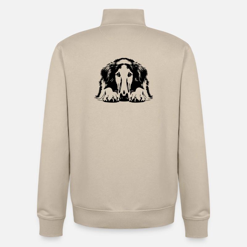 Barsoi Kopf mit Pfoten - Unisex Organic Zip Sweatshirt von Stanley/Stella - Cremebeige