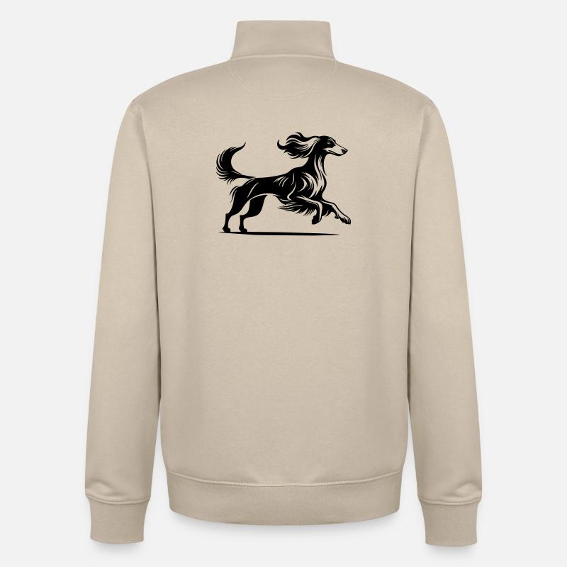 Lévrier persan - Sweat zippé unisexe en coton bio Stanley/Stella - beige crème