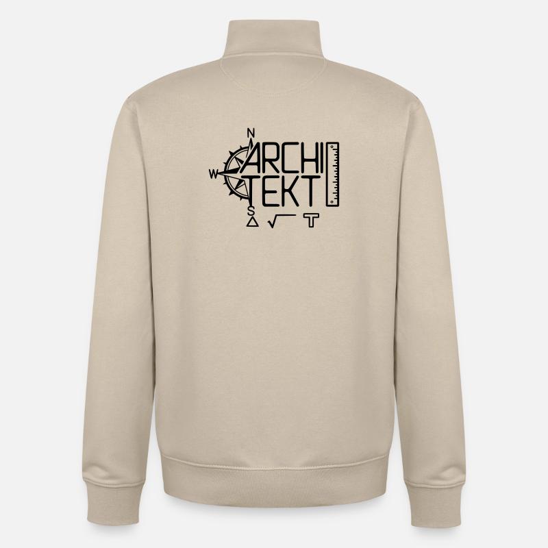 Conception architecte avec outil de dessin - Sweat zippé unisexe en coton bio Stanley/Stella - beige crème