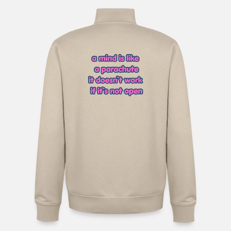 Open Mind Parachute Zitat - Unisex Organic Zip Sweatshirt von Stanley/Stella - Cremebeige