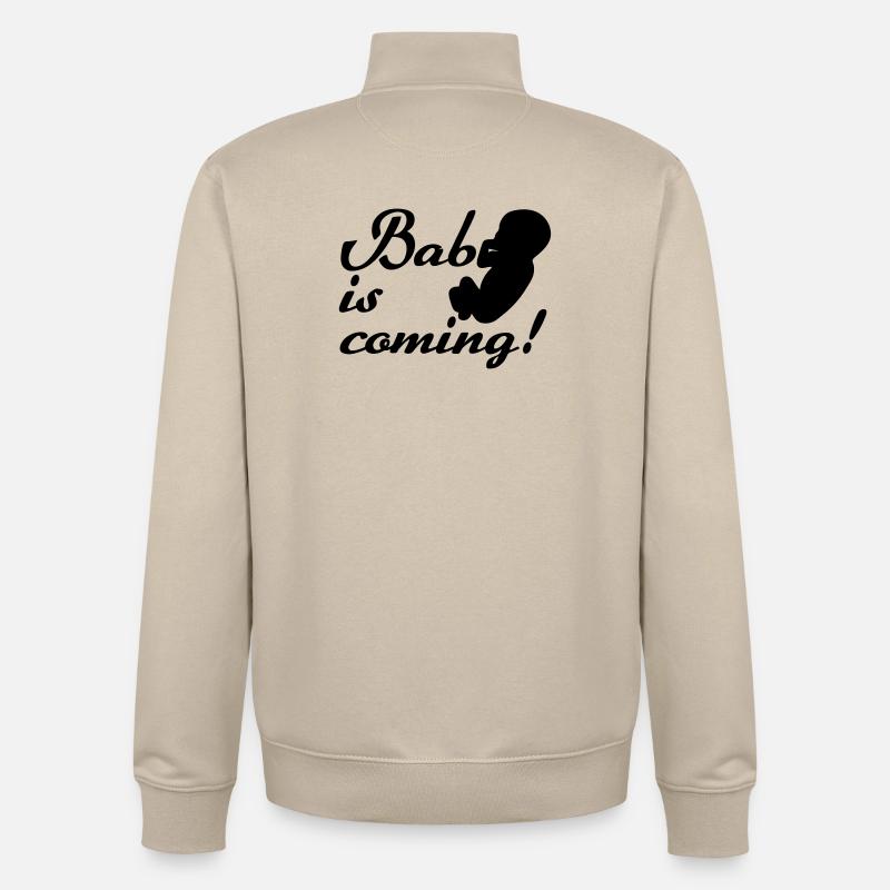Bébé arrive Naissance, Grossesse, Cadeau - Sweat zippé unisexe en coton bio Stanley/Stella - beige crème