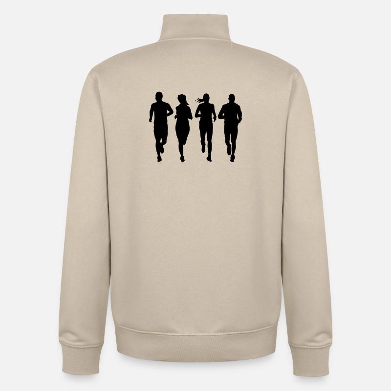 couple en cours d'exécution - Sweat zippé unisexe en coton bio Stanley/Stella - beige crème