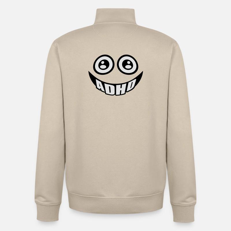 ADHD Smiley - Unisex Organic Zip Sweatshirt von Stanley/Stella - Cremebeige