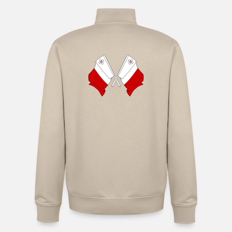 Deux drapeaux Malte - Sweat zippé unisexe en coton bio Stanley/Stella - beige crème