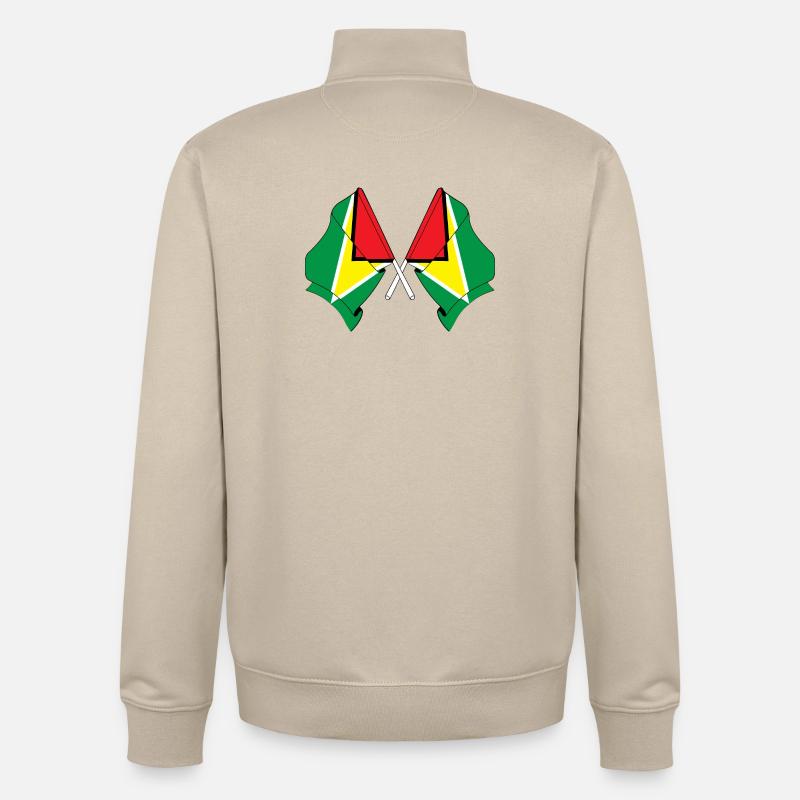 Deux drapeaux croisés de la Guyane - Sweat zippé unisexe en coton bio Stanley/Stella - beige crème