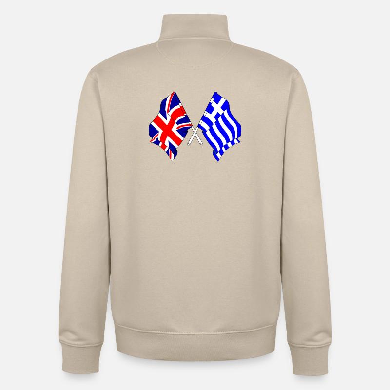 Drapeau Angleterre, drapeau Grèce - Sweat zippé unisexe en coton bio Stanley/Stella - beige crème