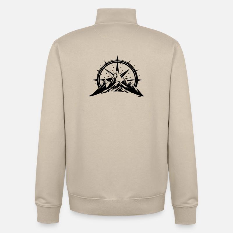 Compass With Mountain Silhouette - Unisex Organic Zip Sweatshirt von Stanley/Stella - Cremebeige