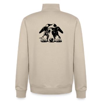 Galgo Kopf mit Pfoten - Unisex Organic Zip Sweatshirt von Stanley/Stella - Cremebeige - Hinten - AI Model Male 185 dark (185cm)