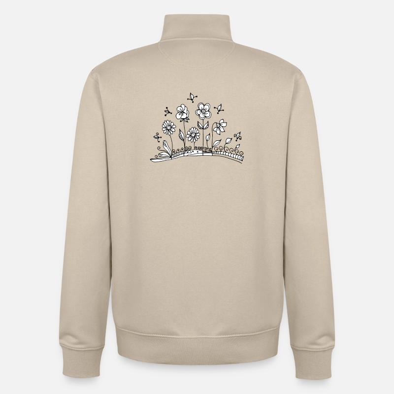 Fleur - Sweat zippé unisexe en coton bio Stanley/Stella - beige crème